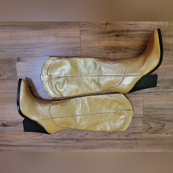 Marc Fisher LTD, Nalita Pointed Toe Western Boot, gold, size US 8.5 - Picture 9 of 13